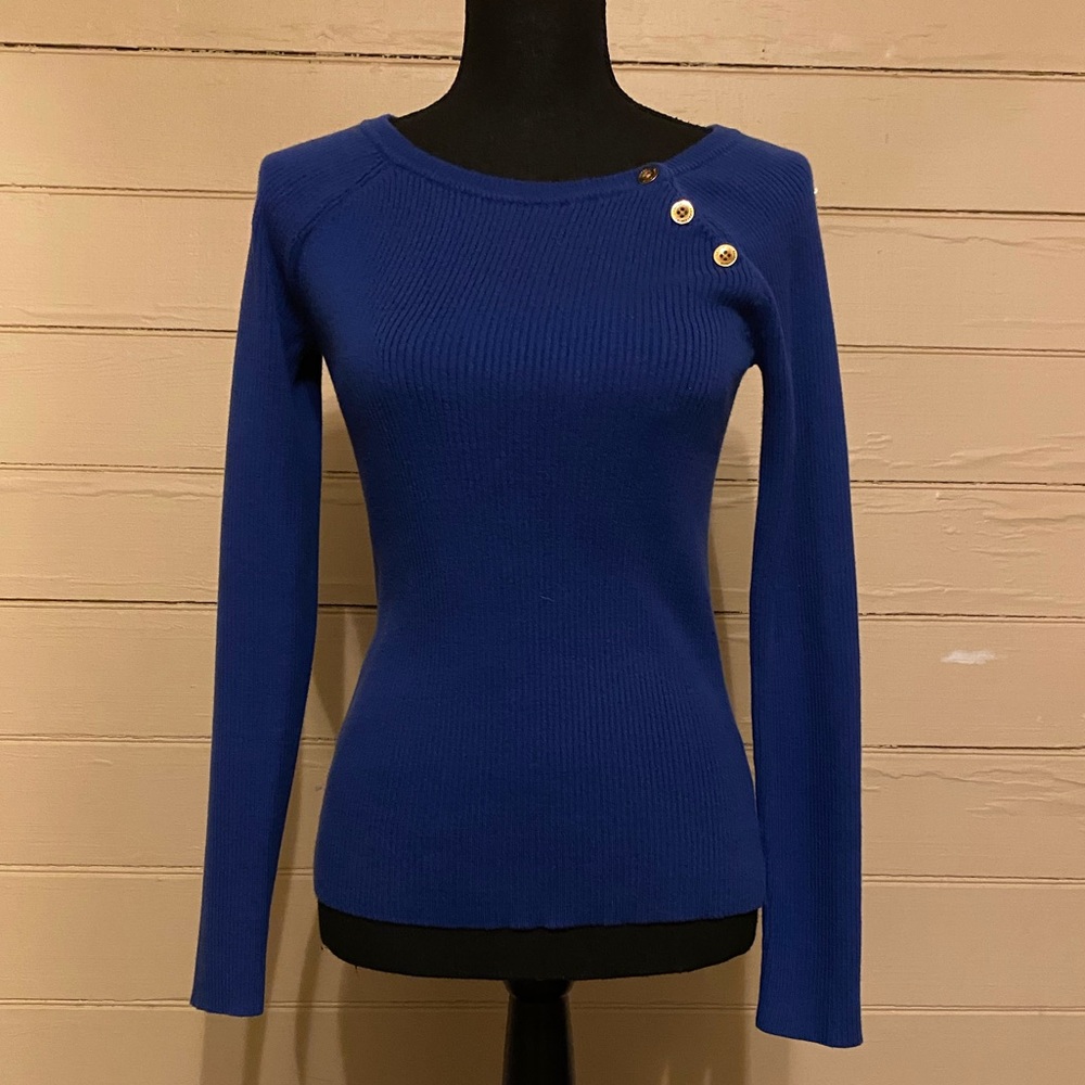 Lauren RL petite royal blue cotton sweater sz PM